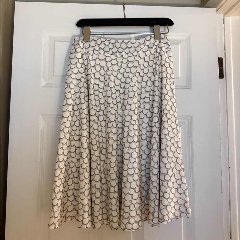 Brooks Brothers White and Gray Midi Skirt